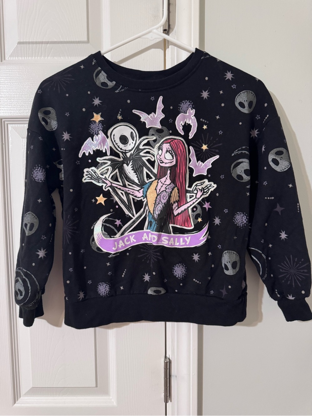 The Nightmare Before Christmas Jack and Sally Black Graphic Sweatshirt Size L